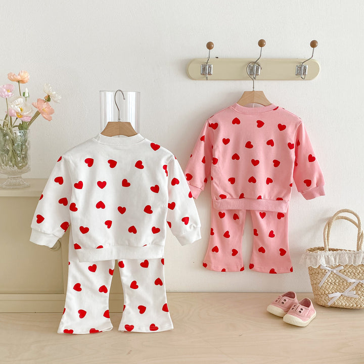 【80-130】ハート柄スウェットセットアップ
