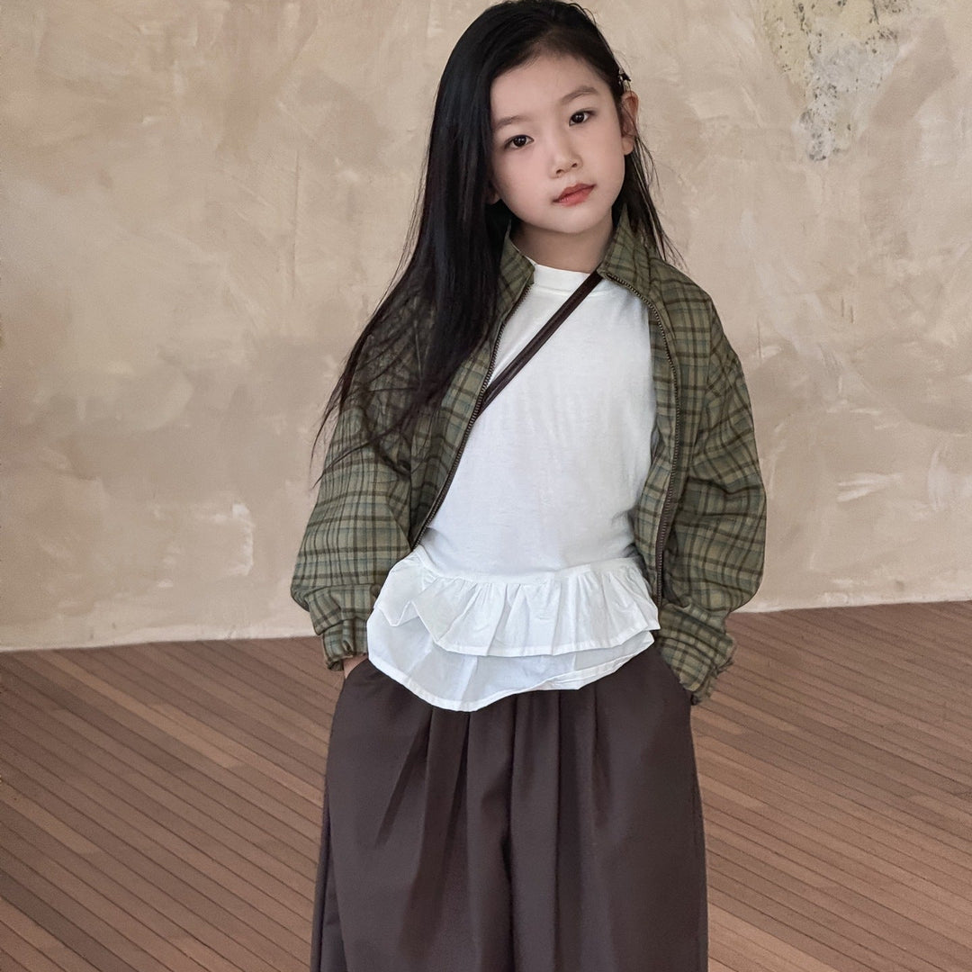 【90-150】フリルティアードヘム長袖トップス