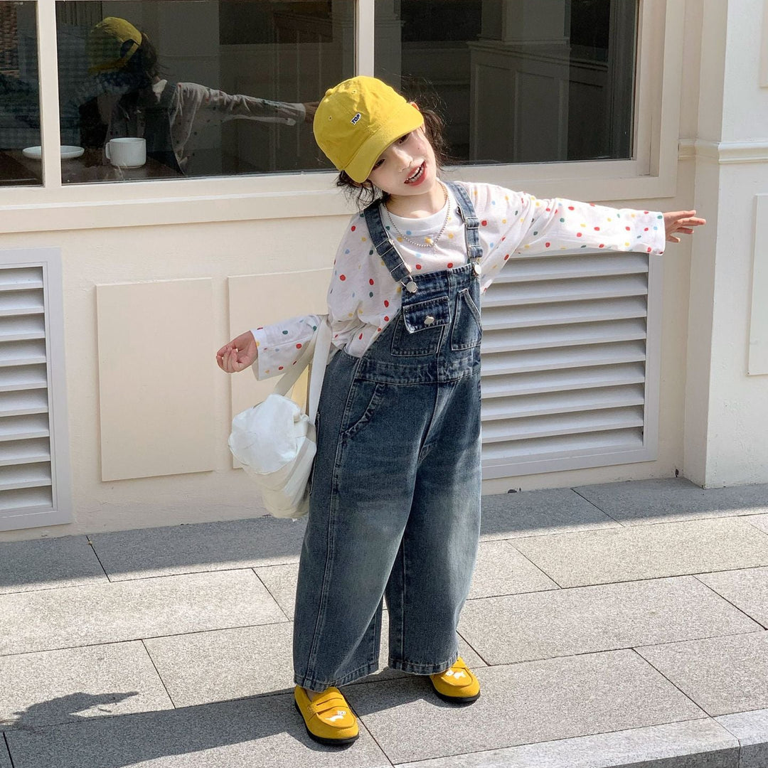 【90-140】ポケットデザインデニムサロペット