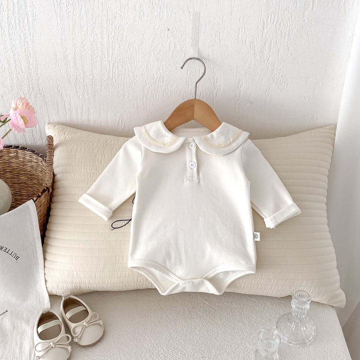 【73-90】ラウンドカラー長袖ロンパース