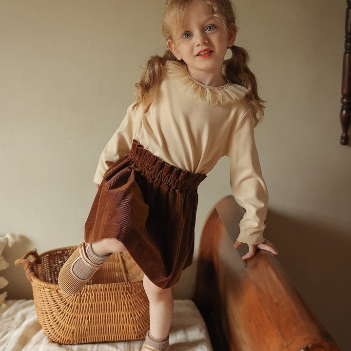 【110-150】ウエストギャザーコーデュロイスカート