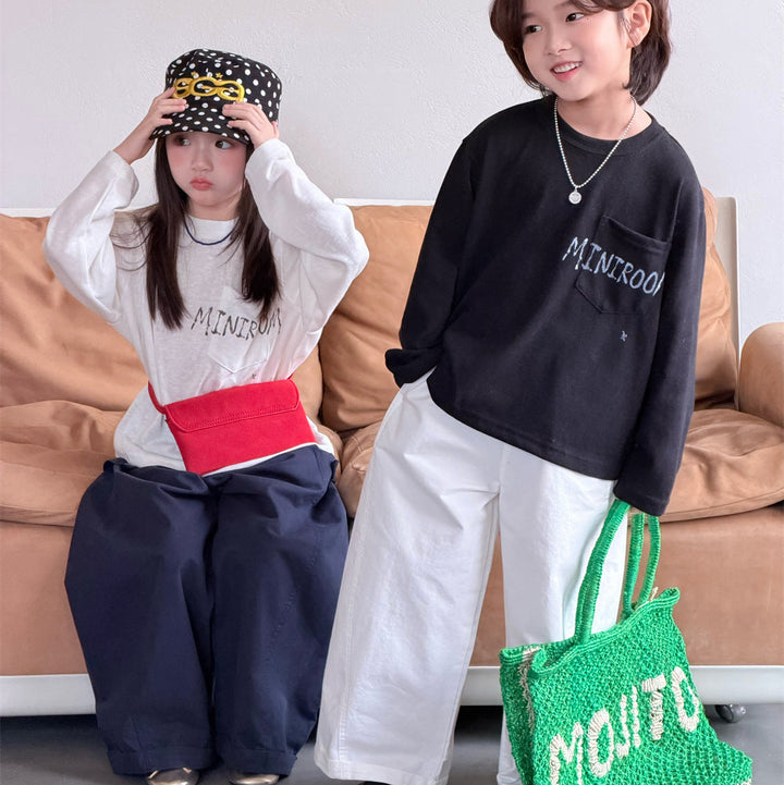 【90-150】英字デザインカジュアルロンT