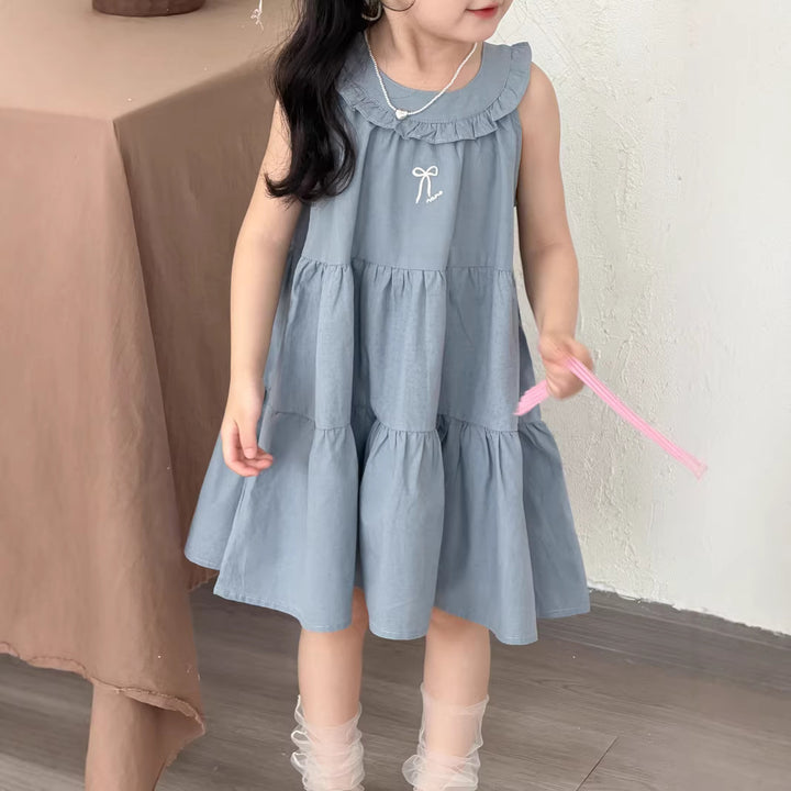 【90-140】ティアードノースリーブワンピース