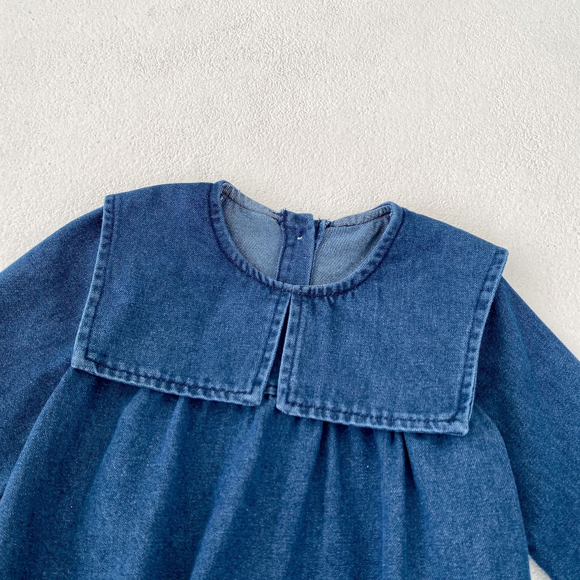 73-130】ビッグカラーデニムロンパース・ワンピース｜ELMO