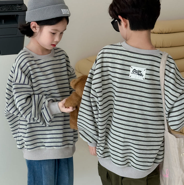 【90-150】ボーダー柄カジュアルトップス