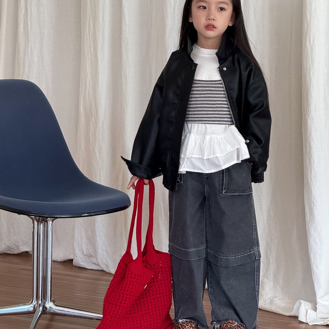 【90-150】カットオフストレートデニムパンツ