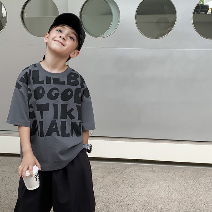 【120-150】英字デザインTシャツ