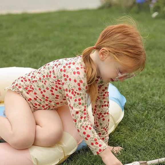 【90-150】フロントジップ総柄スイムウェア