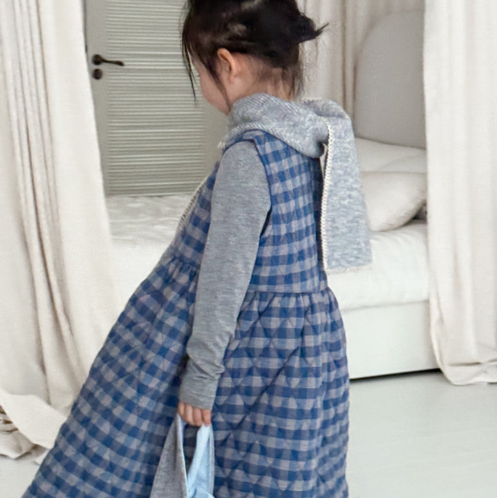 【90-150】チェック柄ノースリーブフレアワンピース