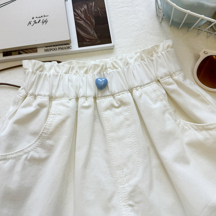 【90-150】レースフード付きトップス×ハーフパンツセット