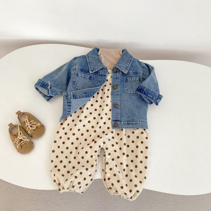 【73-100】ドット柄サロペットパンツ