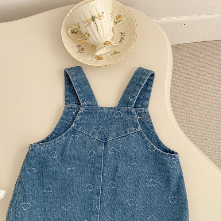 【73-120】ハートデザインサロペットデニムスカート