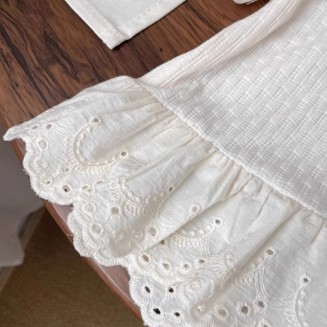 【90-140】レーヤード風レースヘムTシャツ