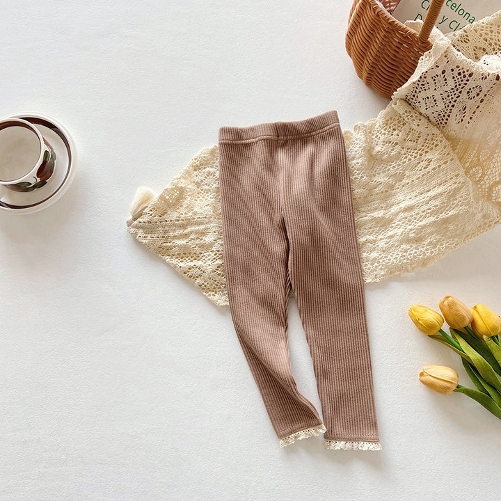 【80-140】裾レースレギンスパンツ