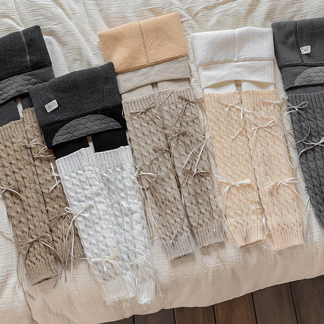 【90-150】リボンレッグウォーマーレギンス