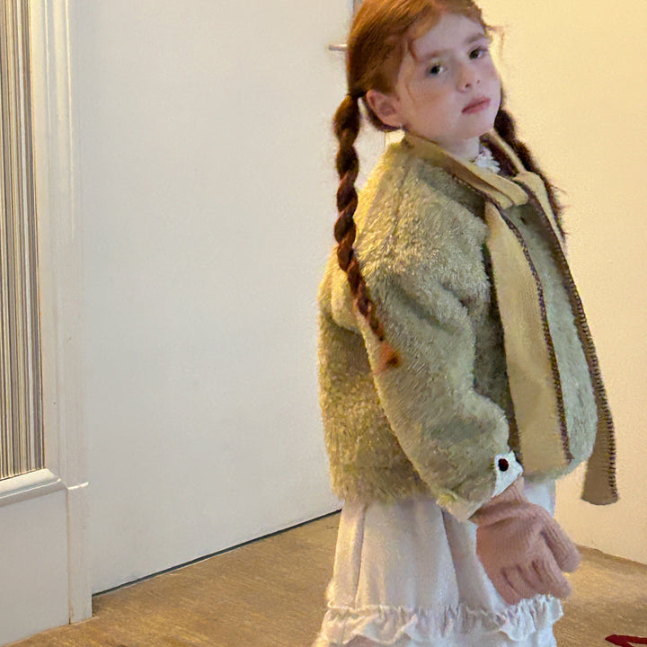 【90-140】ボタンデザインボアショートコート