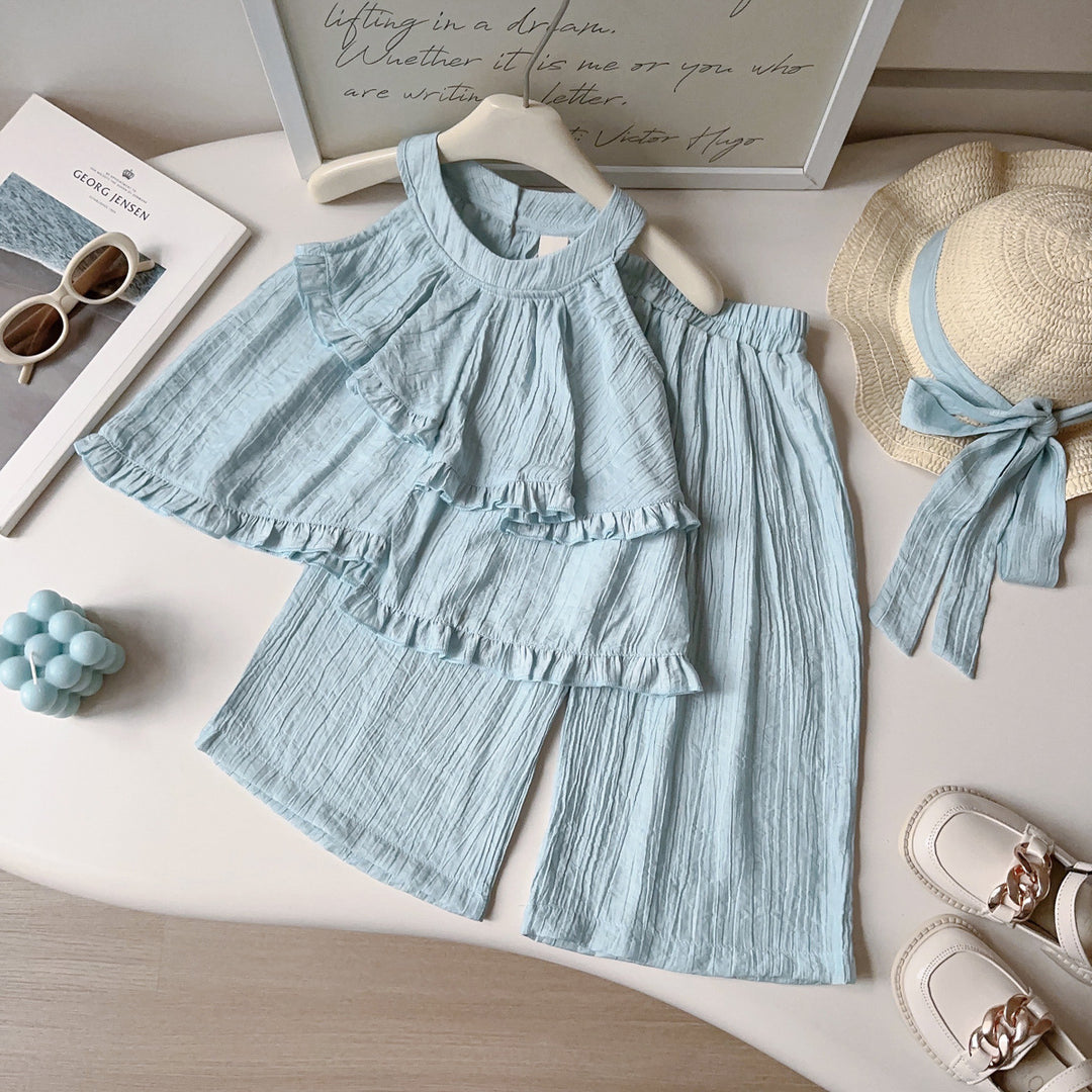 【90-140】フリルデザインホルターネックセットアップ