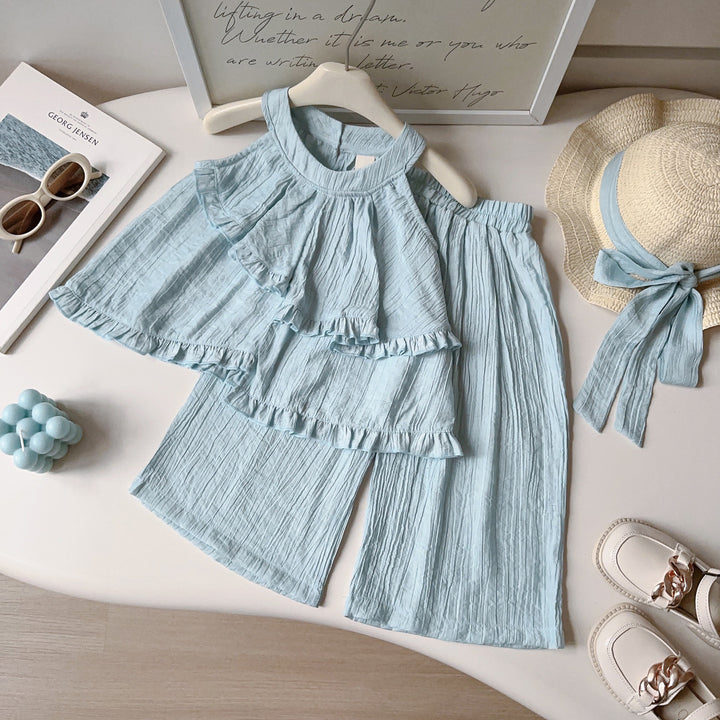 【90-140】フリルデザインホルターネックセットアップ