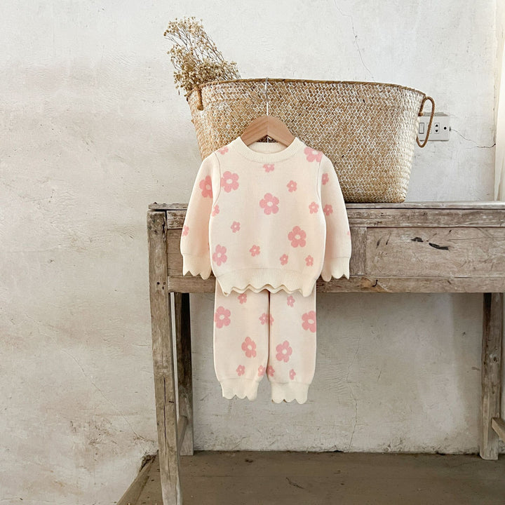 【73-100】スカラップヘム花柄セットアップ