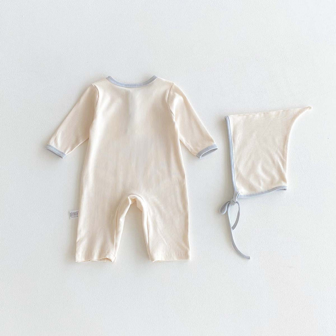 【73-90】帽子付き長袖ロンパース