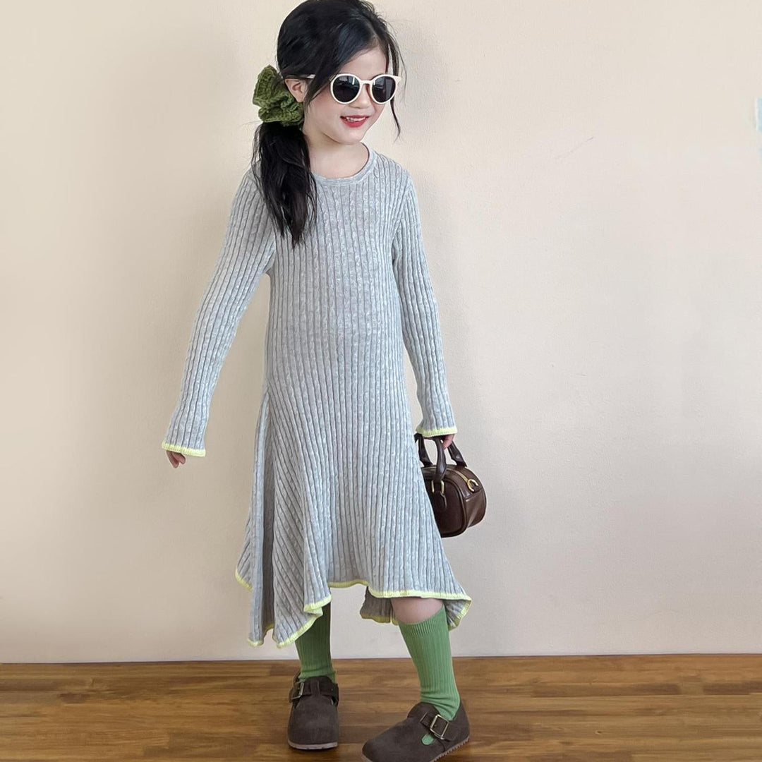 【90-140】アシンメトリーニットワンピース