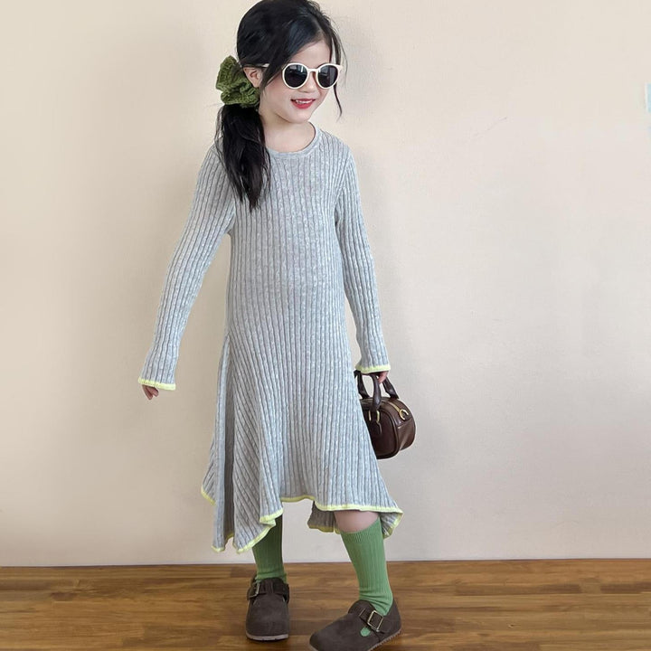 【90-140】アシンメトリーニットワンピース