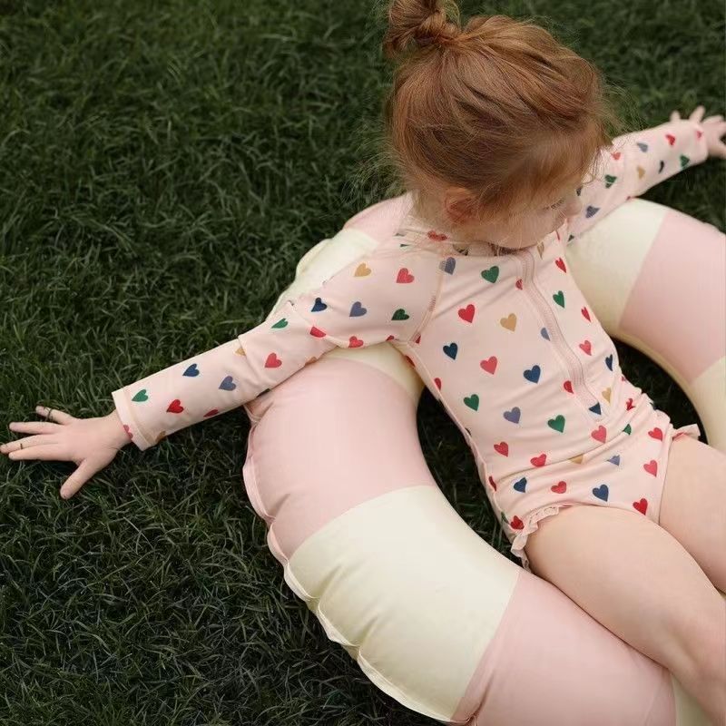 【90-150】フロントジップ総柄スイムウェア