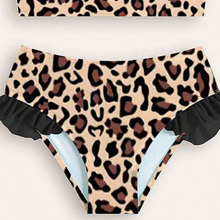 【90-120】フリルデザイン総柄セパレートスイムウェア