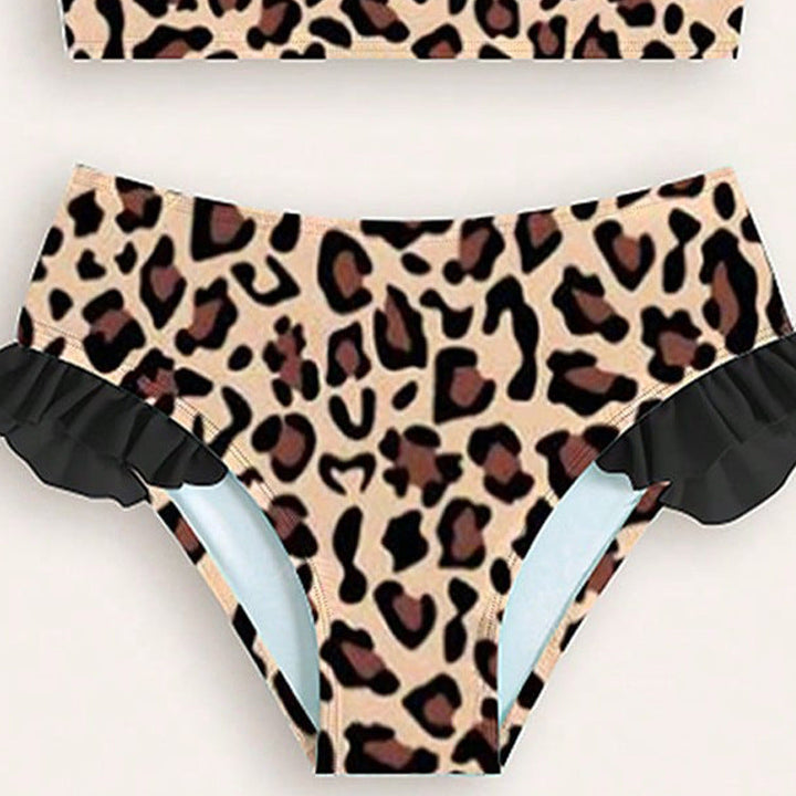 【90-120】フリルデザイン総柄セパレートスイムウェア