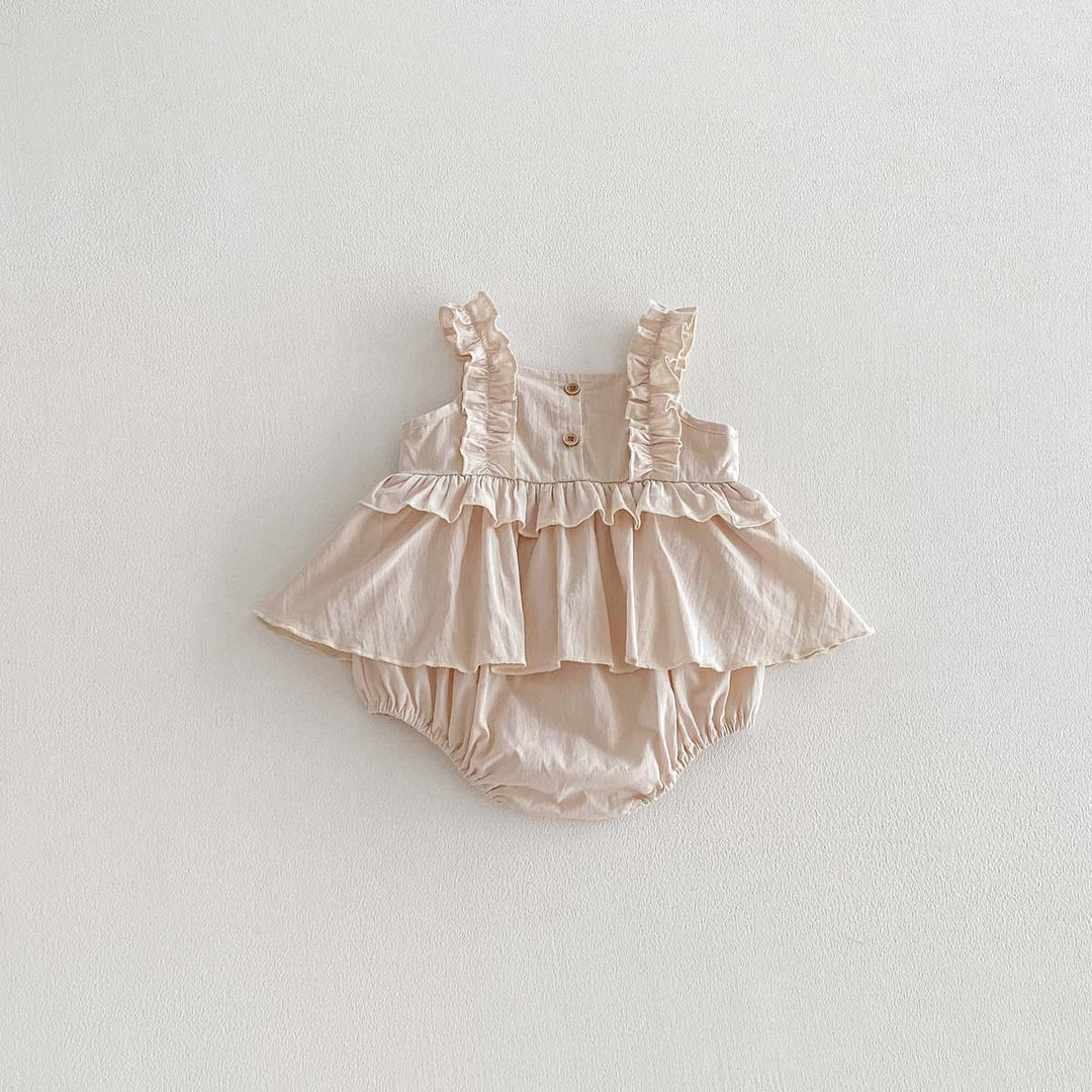 【73-90】フリルデザインキュートロンパース