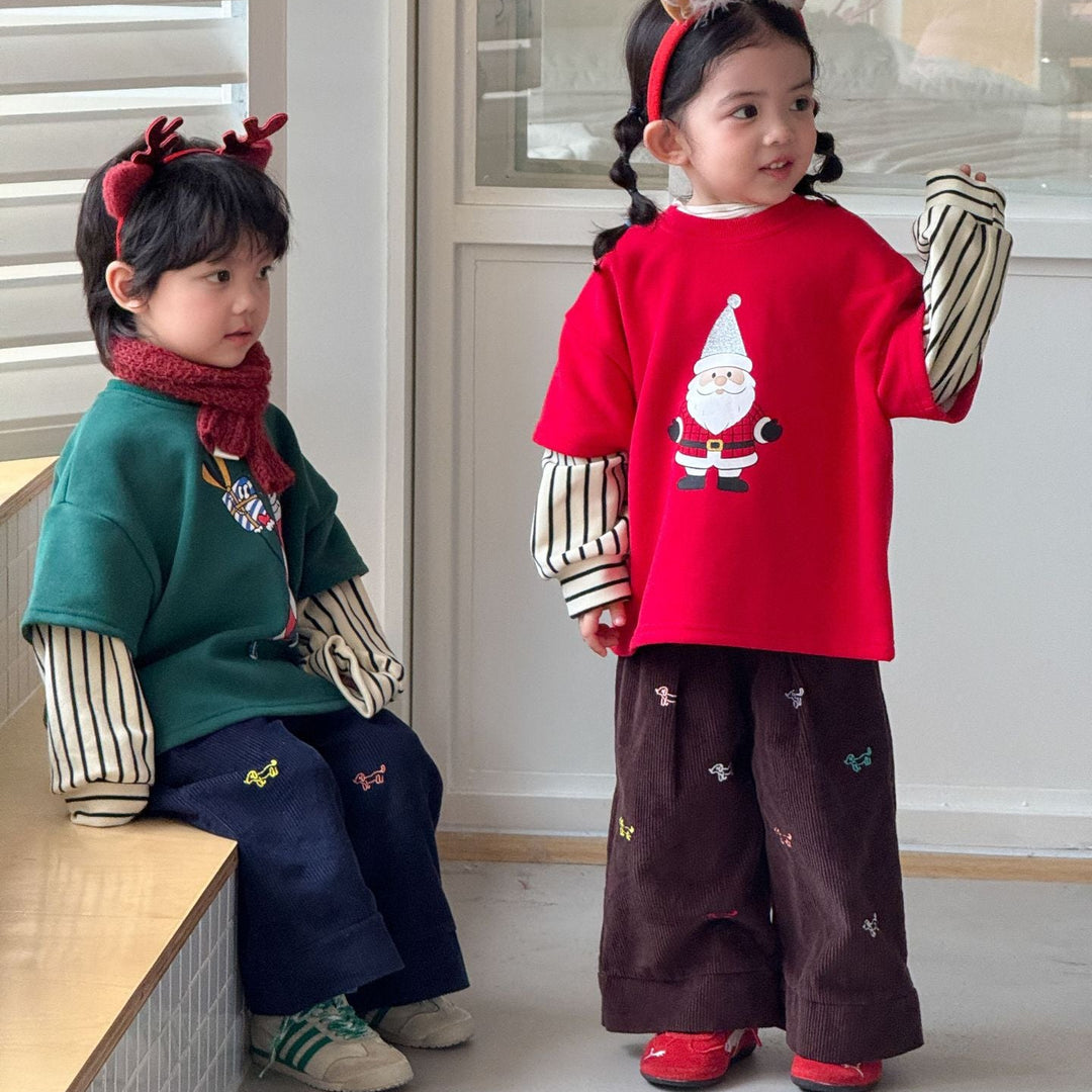 【80-150】ドッグ刺繍コーデュロイパンツ