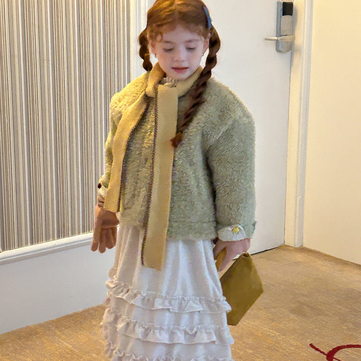 【90-140】ボタンデザインボアショートコート