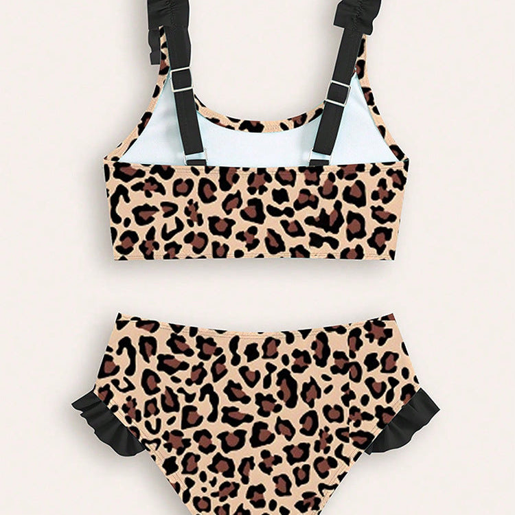 【90-120】フリルデザイン総柄セパレートスイムウェア