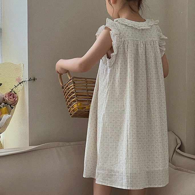 【90-150】総柄フリルデザインワンピース