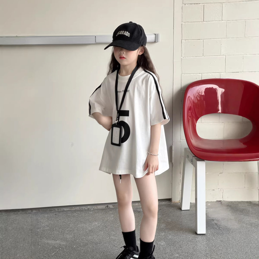 【100-150】サイドラインオーバーサイズTシャツ