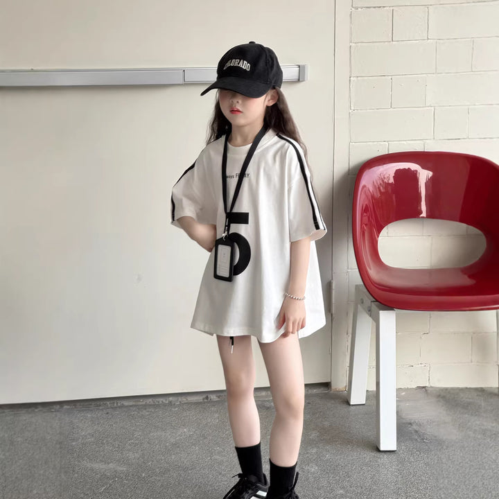 【100-150】サイドラインオーバーサイズTシャツ