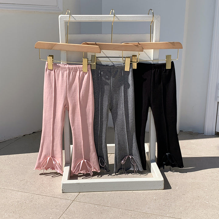 【90-150】裾リボンメロウフレアパンツ