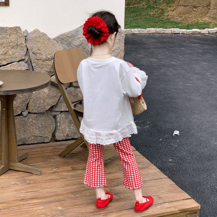 【90-140】レースデザインロングTシャツ