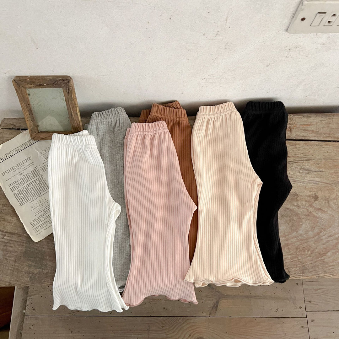【73-120】シンプルリブフレアパンツ