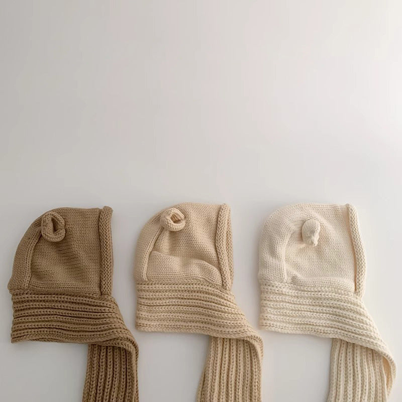 【49-53cm】耳つきマフラーニット帽