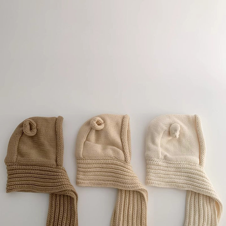 【49-53cm】耳つきマフラーニット帽