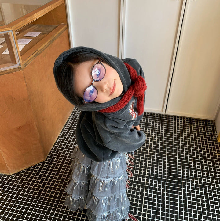 【100-150】フード付きロゴデザインプルオーバー