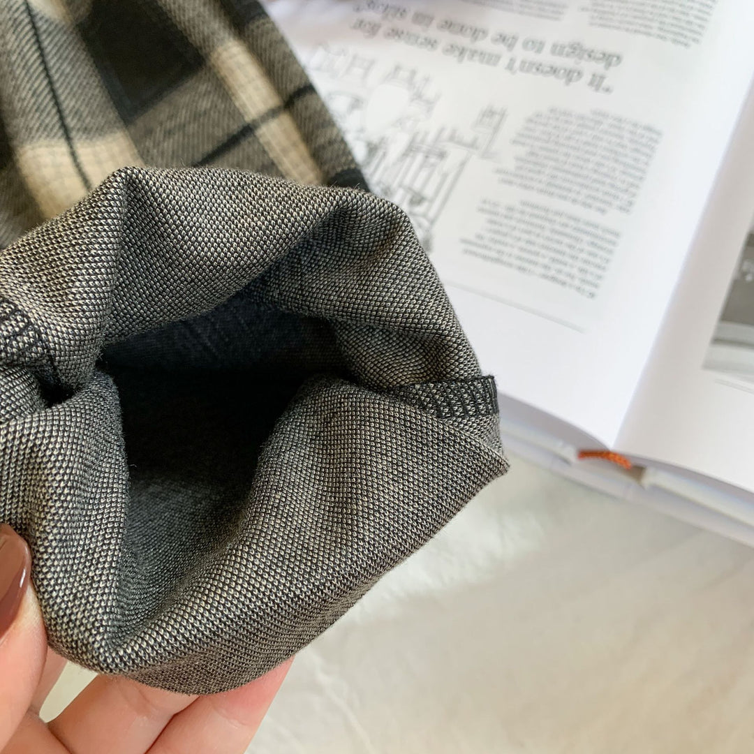 【90-140】チェック柄カジュアルパンツ