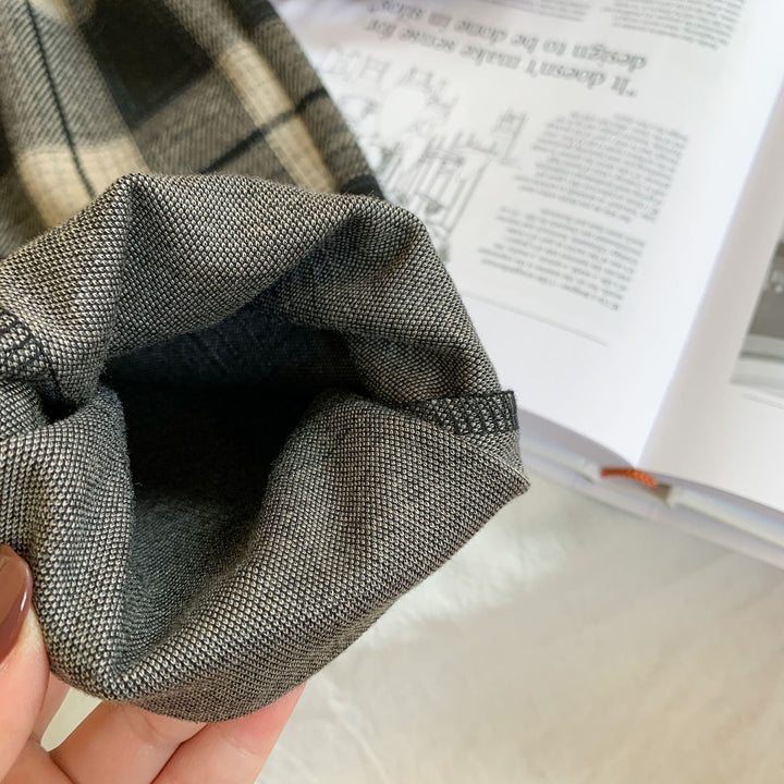 【90-140】チェック柄カジュアルパンツ