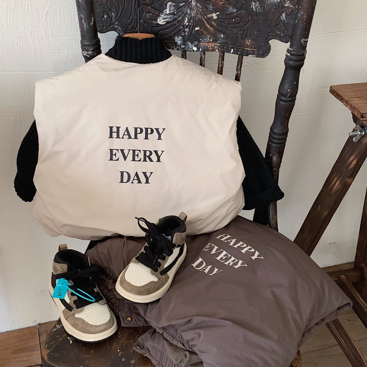 【90-140】バックロゴ中綿ベスト