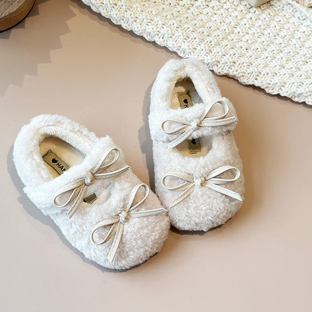 【13.5-21.0】リボンモチーフボアシューズ