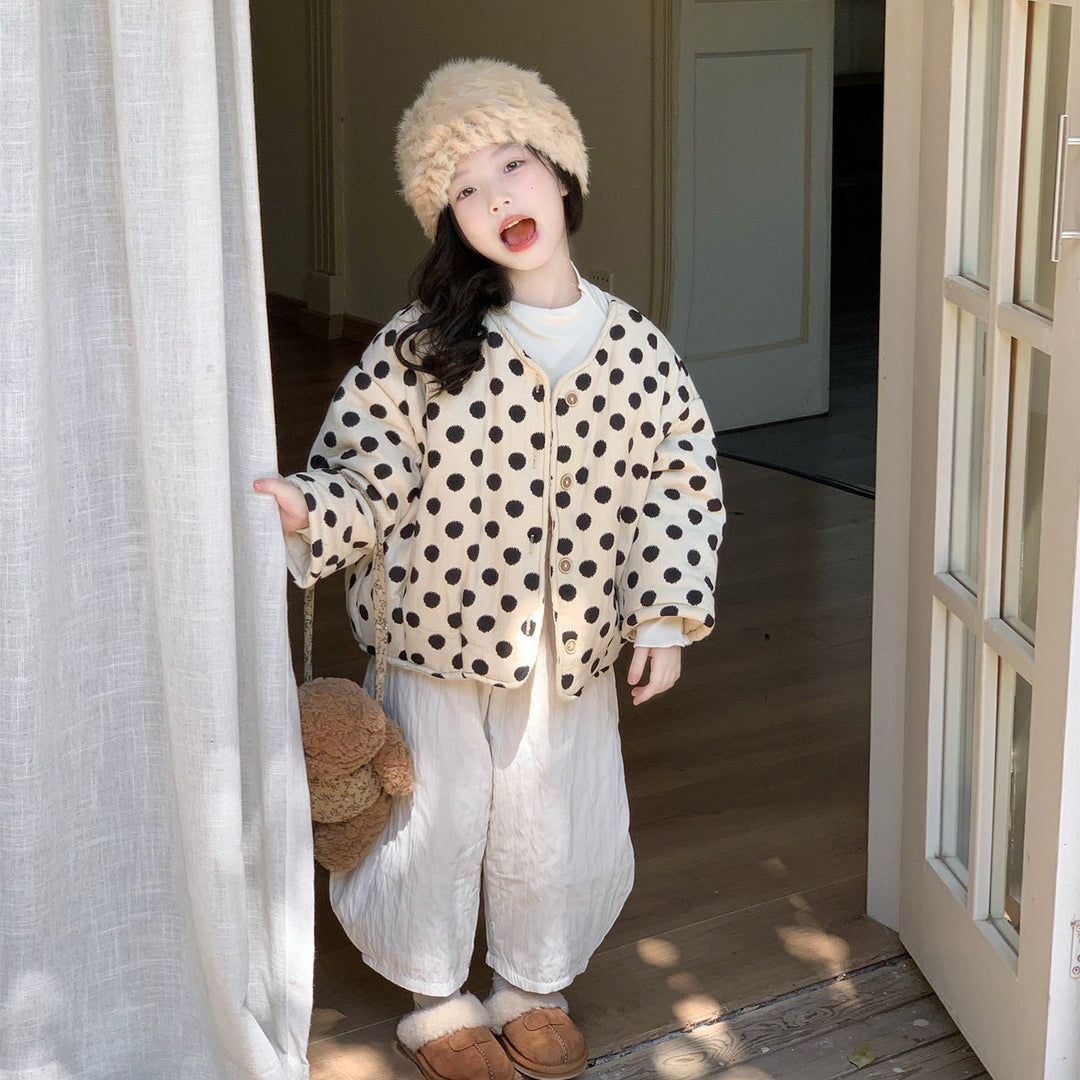 【90-140】Vネックドット柄ジャケット