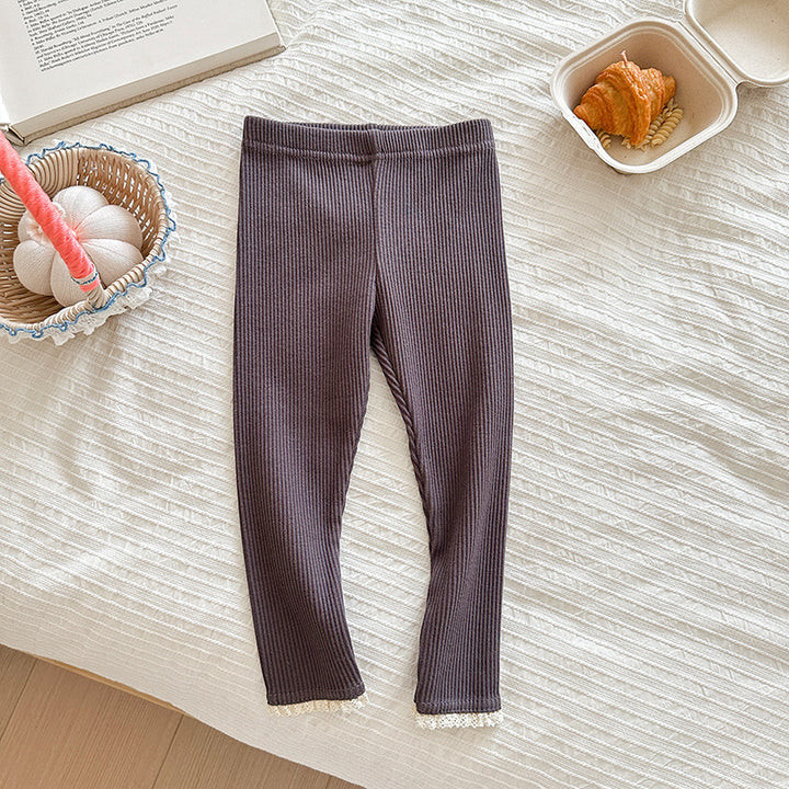 【80-140】裾レースレギンスパンツ