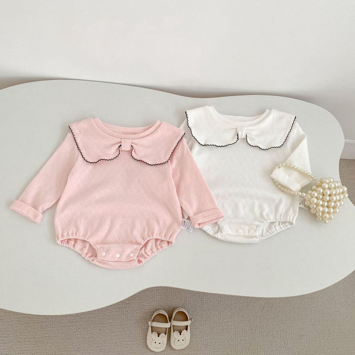 【73-90】デザインカラー長袖ロンパース