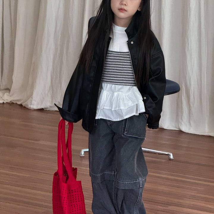 【90-150】カットオフストレートデニムパンツ